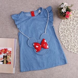 Girl’s Blue Dress and Matching Minnie Mouse Purse
